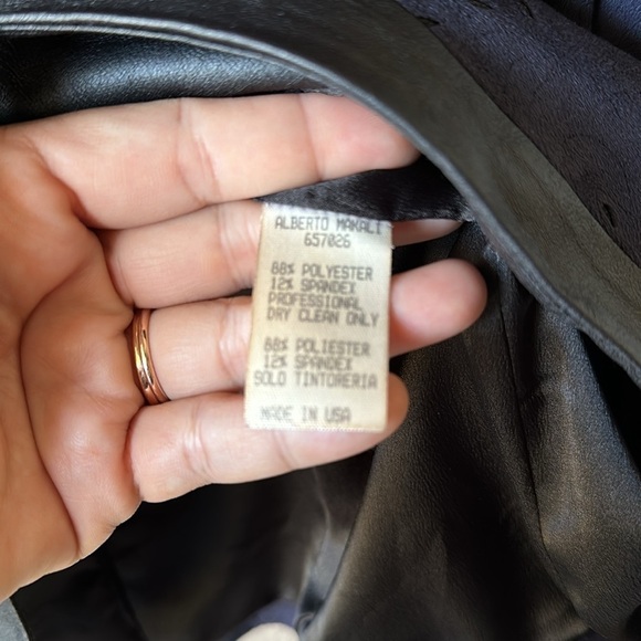 ALBERTO MAKALI Blue Perforated Blazer Jacket with Faux Leather Trim - Picture 8 of 8